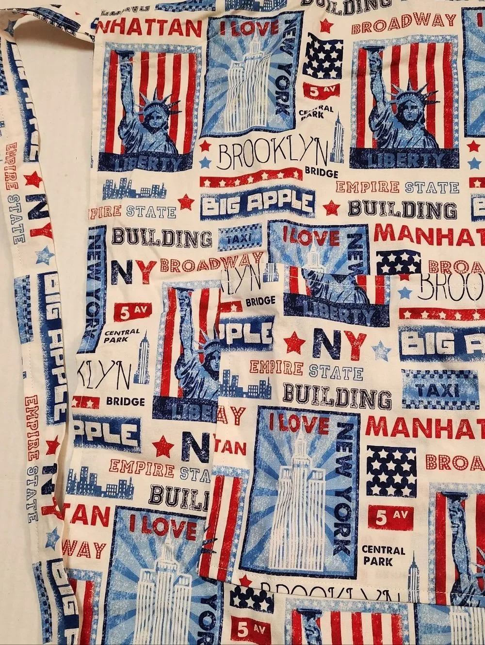Classic New York Print Cotton  or Cotton blend Apron - Red & Blue Patriotic